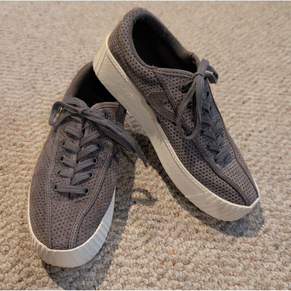 Tretorn Nylite Bold Platform Sneakers Womens 6 Gray Perforated Leather Casual